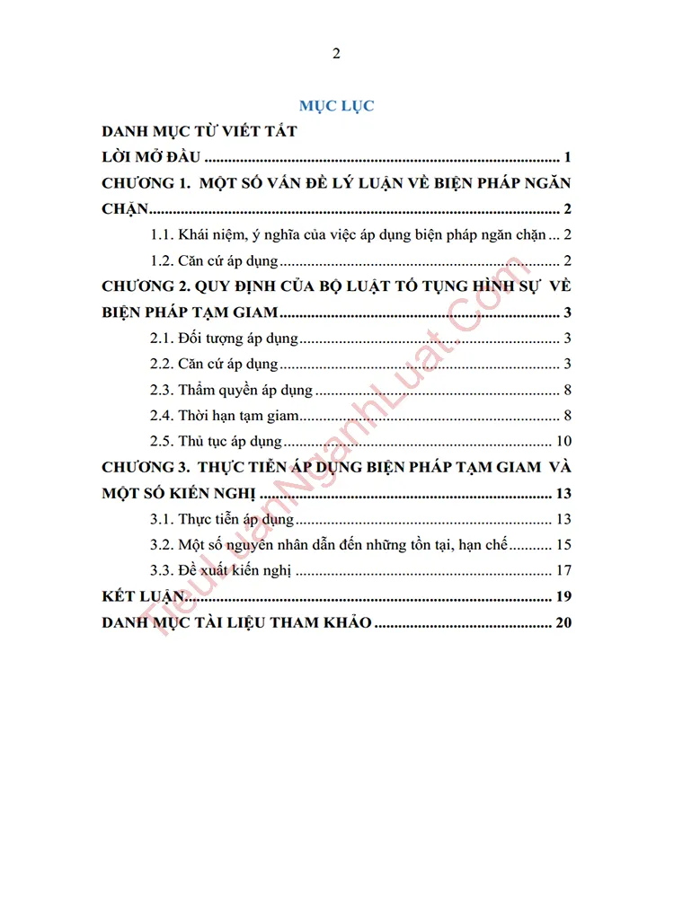 b0127 tieu luan phan tich quy dinh cua bo luat to tung hinh su nam 2015 ve bien phap tam giam anh muc luc 01
