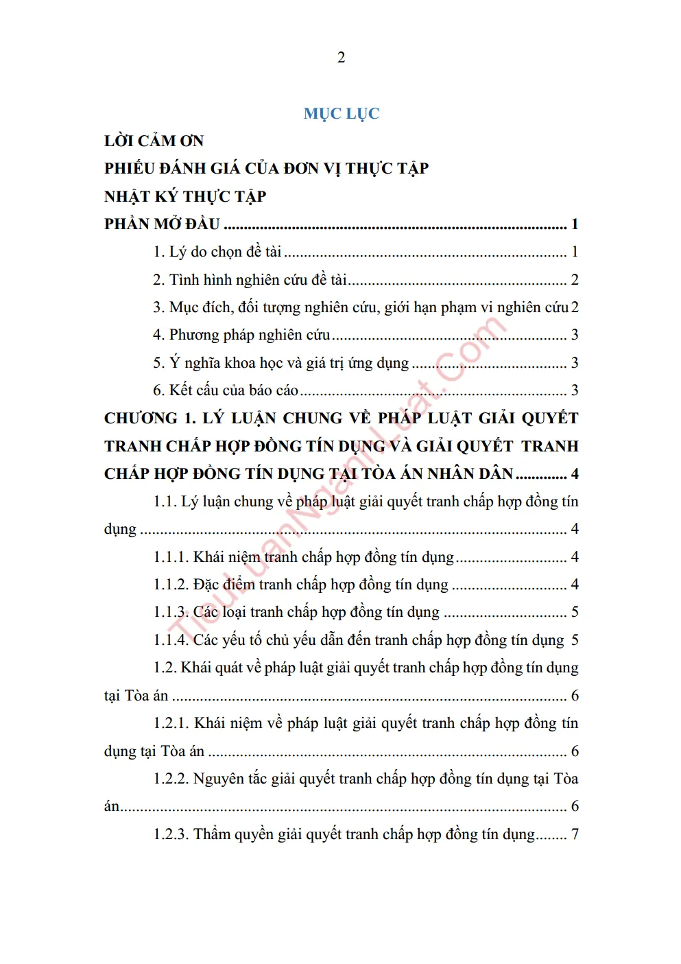 b0796 giai quyet tranh chap ve hop dong tin dung tai toa an va thuc tien tand tp di an anh muc luc 01