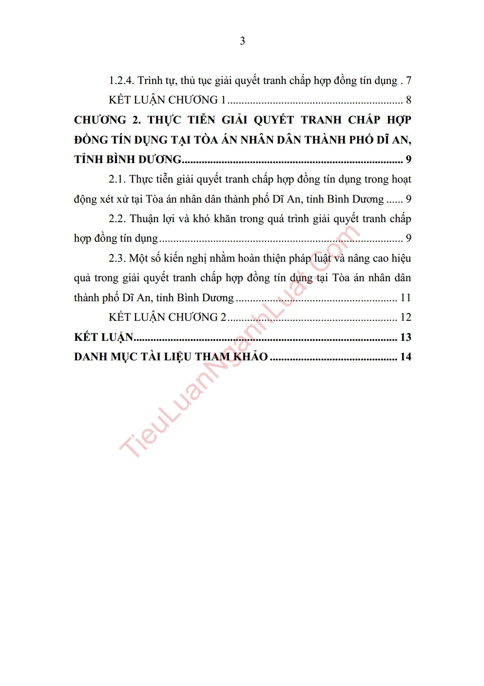 b0796 giai quyet tranh chap ve hop dong tin dung tai toa an va thuc tien tand tp di an anh muc luc 02