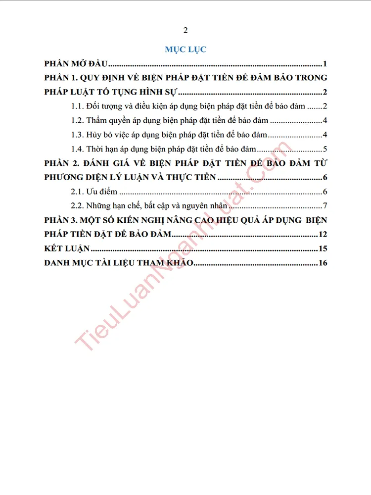 b0919 tieu luan bien phap dat tien de bao dam trong lhsvn thuc trang va giai phap hoan thien anh muc luc 01