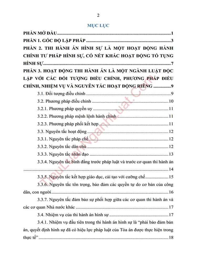 b0937 tieu luan co quan diem cho rang thi hanh an hinh su la giai doan cua qua trinh to tung anh muc luc 01