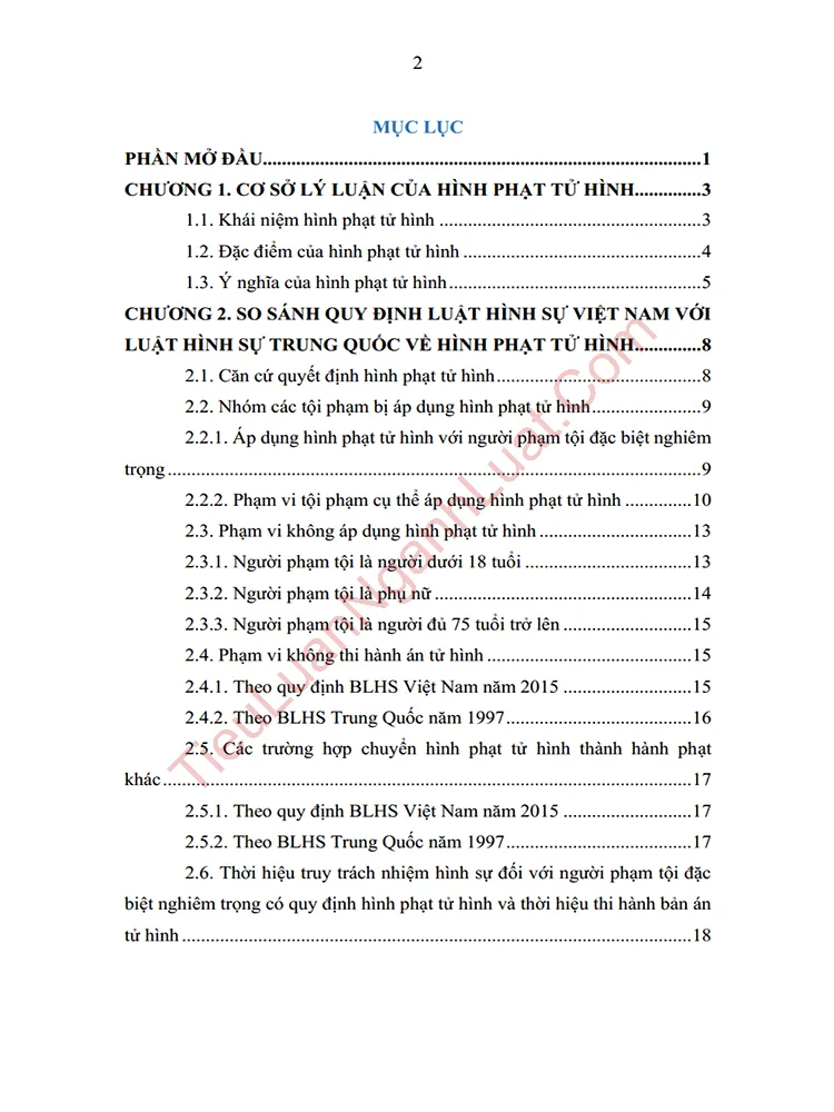 b0969 tieu luan hinh phat tu hinh trong blhs viet nam so voi trung quoc va mot so kien nghi hoan thien anh muc luc 01