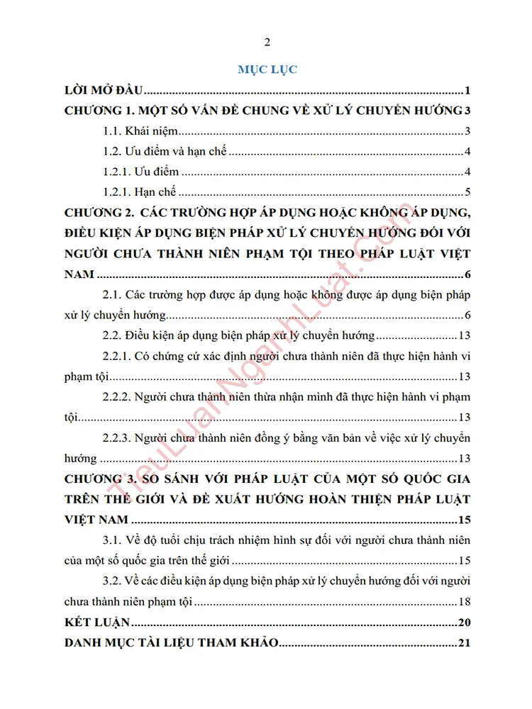 b0996 tieu luan ap dung xu ly chuyen huong doi voi nguoi chua thanh nien pham toi tu kinh nghiem nuoc ngoai anh muc luc 01