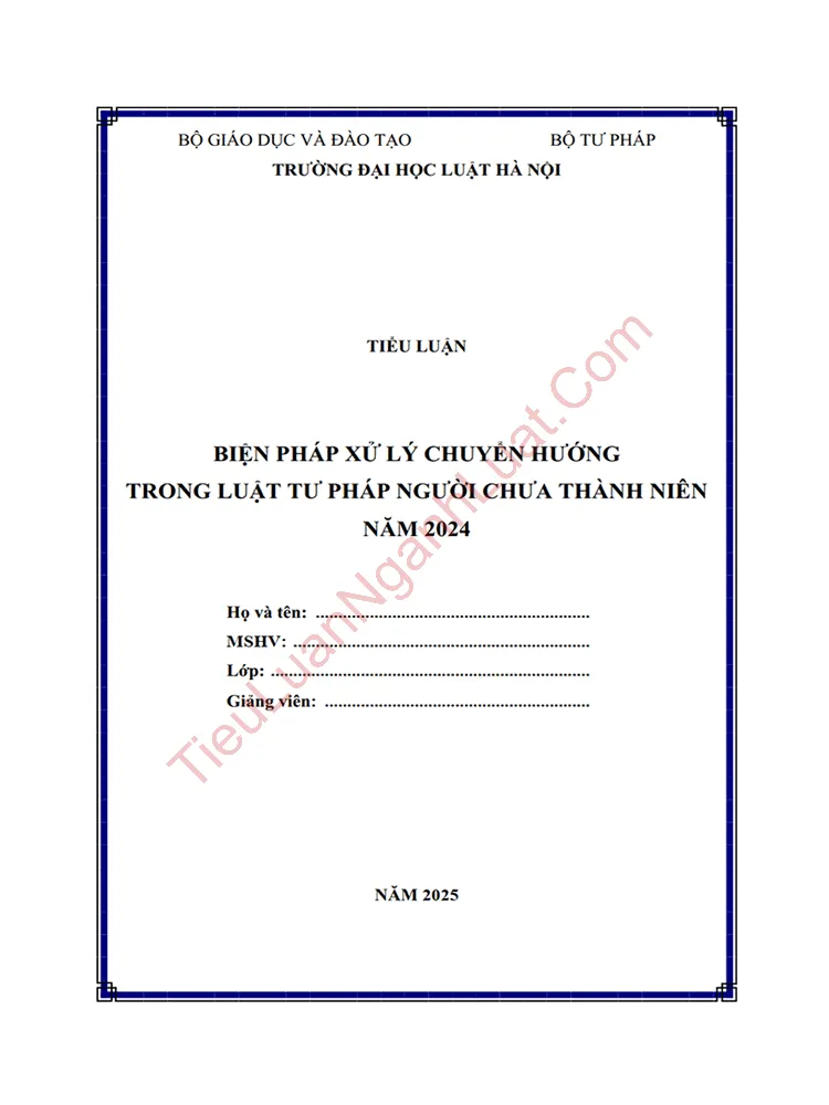 Tiểu luận: Biện pháp xử lý chuyển hướng trong Luật Tư pháp người chưa thành niên 2024