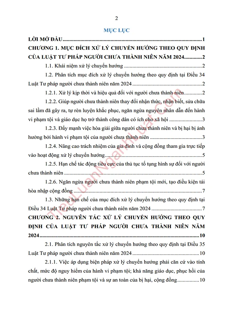 b1001 tieu luan muc dich va nguyen tac cua cac bien phap xu ly chuyen huong theo quy dinh ltpnctn anh muc luc 01