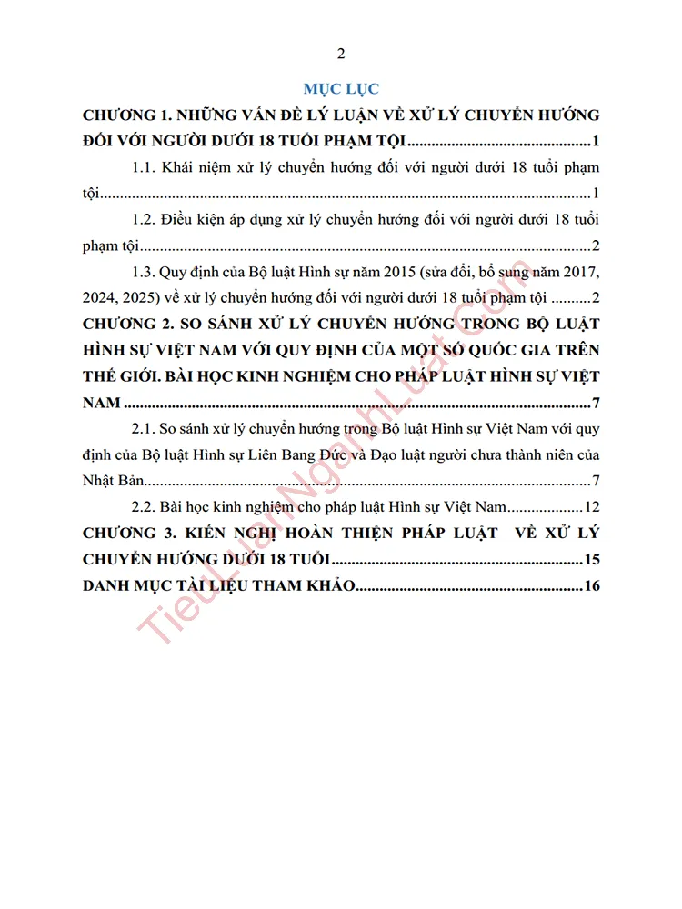 b1006 tieu luan phap luat ve xu ly chuyen huong nguoi duoi 18 tuoi bai hoc kinh nghiem tu mot so quoc gia anh muc luc 01