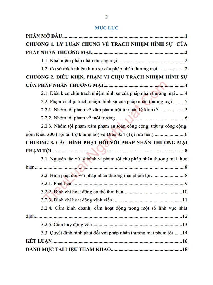 b1007 tieu luan phap luat ve hinh phat pham vi chiu trach nhiem hinh su cua phap nhan thuong mai han che va de xuat hoan thien anh muc luc 01