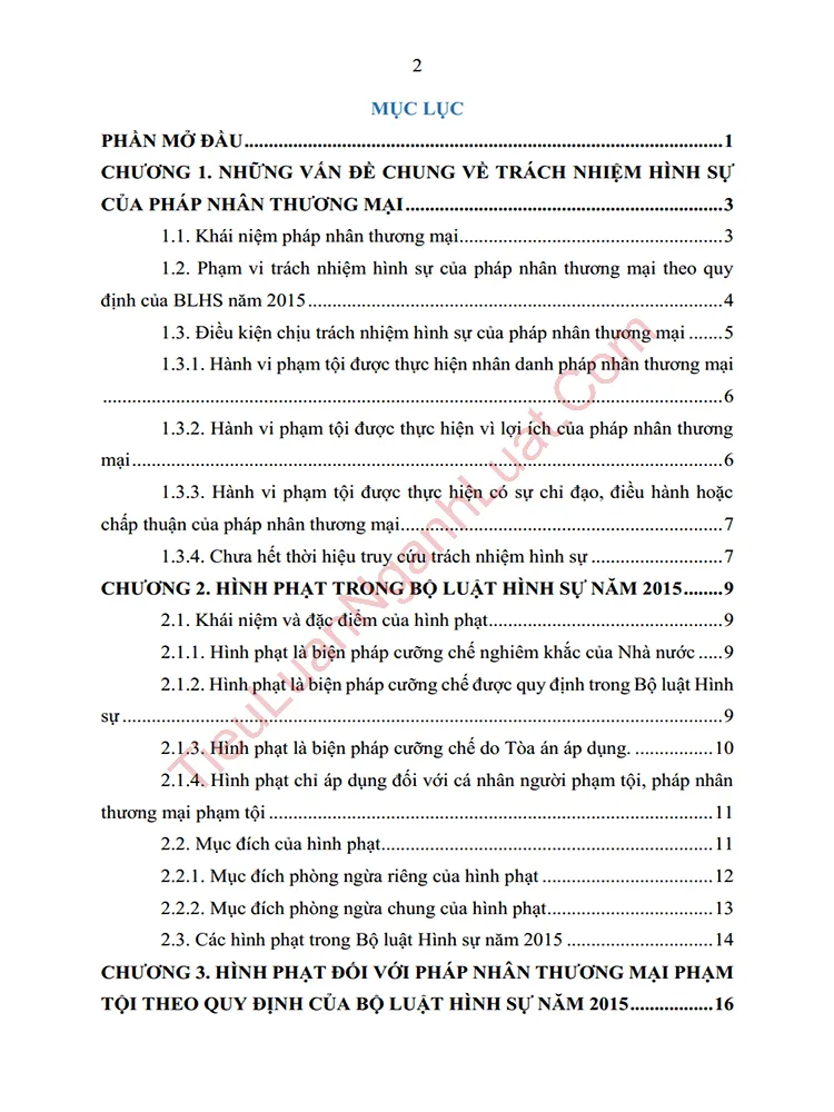 b1011 tieu luan hinh phat doi voi phap nhan thuong mai pham toi mot so kho khan vuong mac va kien nghi hoan thien anh muc luc 01