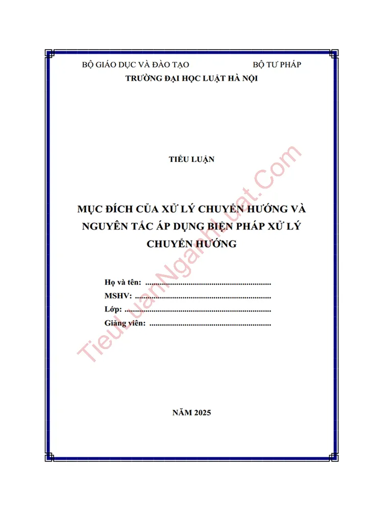 Tiểu luận: Mục đích của xử lý chuyển hướng và nguyên tắc áp dụng biện pháp xử lý chuyển hướng
