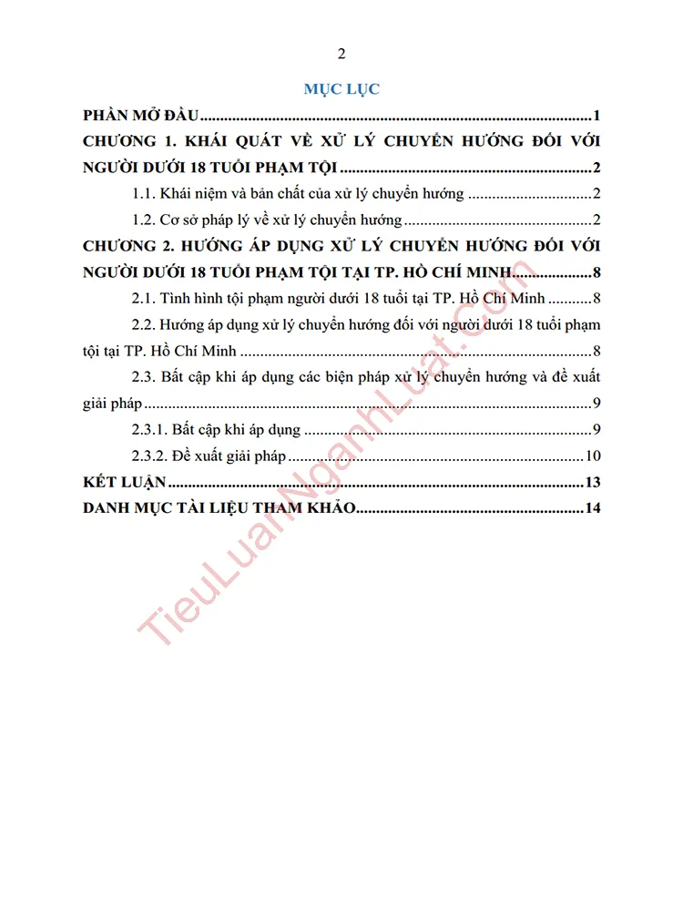 b1025 tieu luan nhung van de ve xu ly chuyen huong doi voi nguoi duoi 18 tuoi pham toi trong blhs 2015 anh muc luc 01