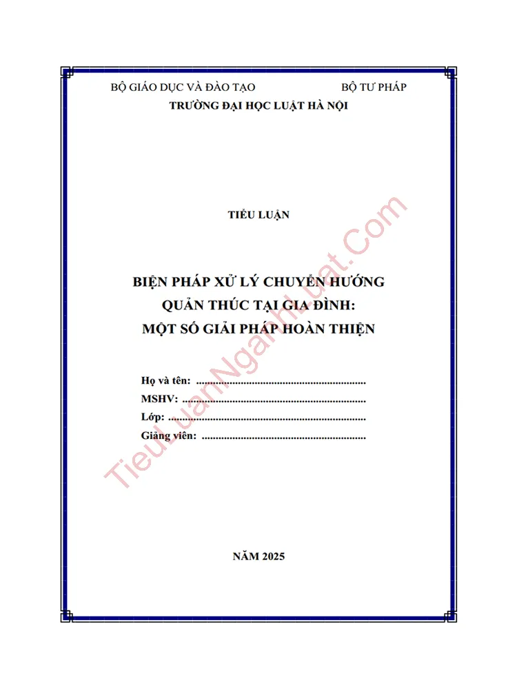 Tiểu luận: Biện pháp xử lý chuyển hướng quản thúc tại gia đình: Một số giải pháp hoàn thiện