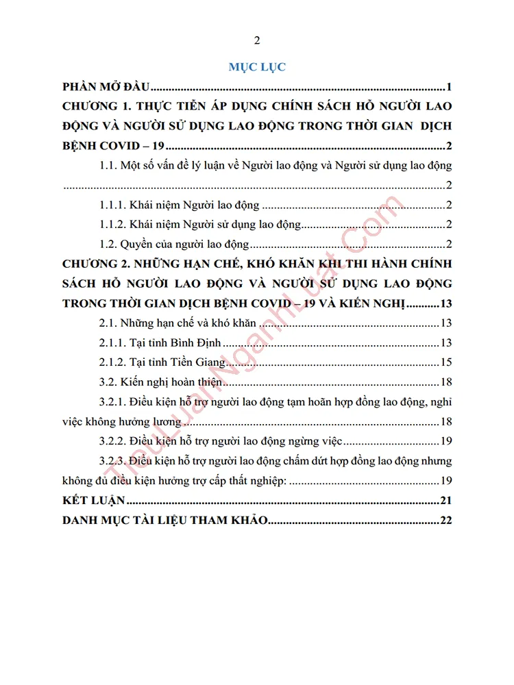 b1044 tieu luan thuc trang phap luat an sinh xa hoi o viet nam chinh sach ho tro nguoi lao dong va nguoi su dung lao dong anh muc luc 01