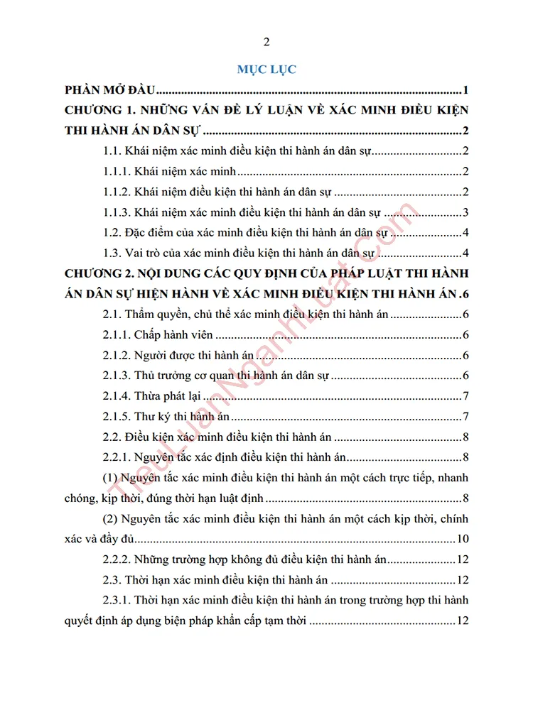 b1048 tieu luan xac minh dieu kien thi hanh an dan su thuc tien trien khai va mot so kien nghi hoan thien anh muc luc 01