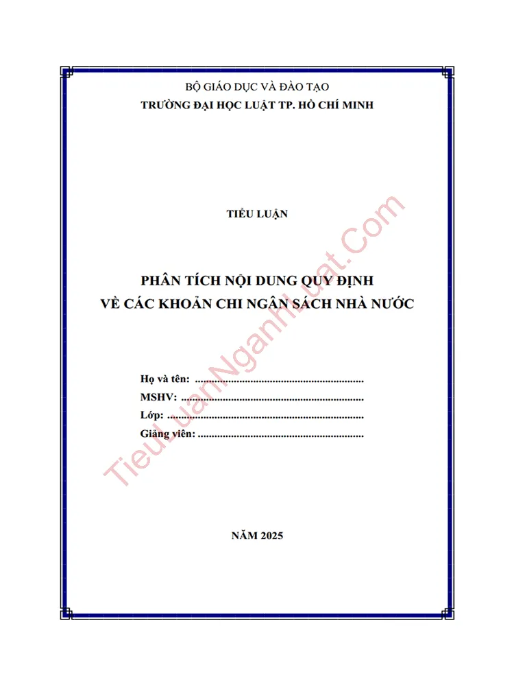 Tiểu luận: Phân tích nội dung quy định về các khoản chi ngân sách nhà nước