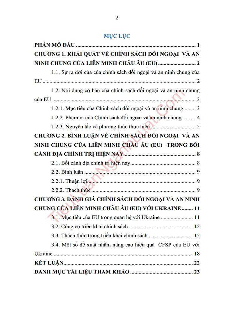 b1066 tieu luan chinh sach doi ngoai va an ninh chung cua lien minh chau au eu trong boi canh dia chinh tri hien nay anh muc luc 01 v2
