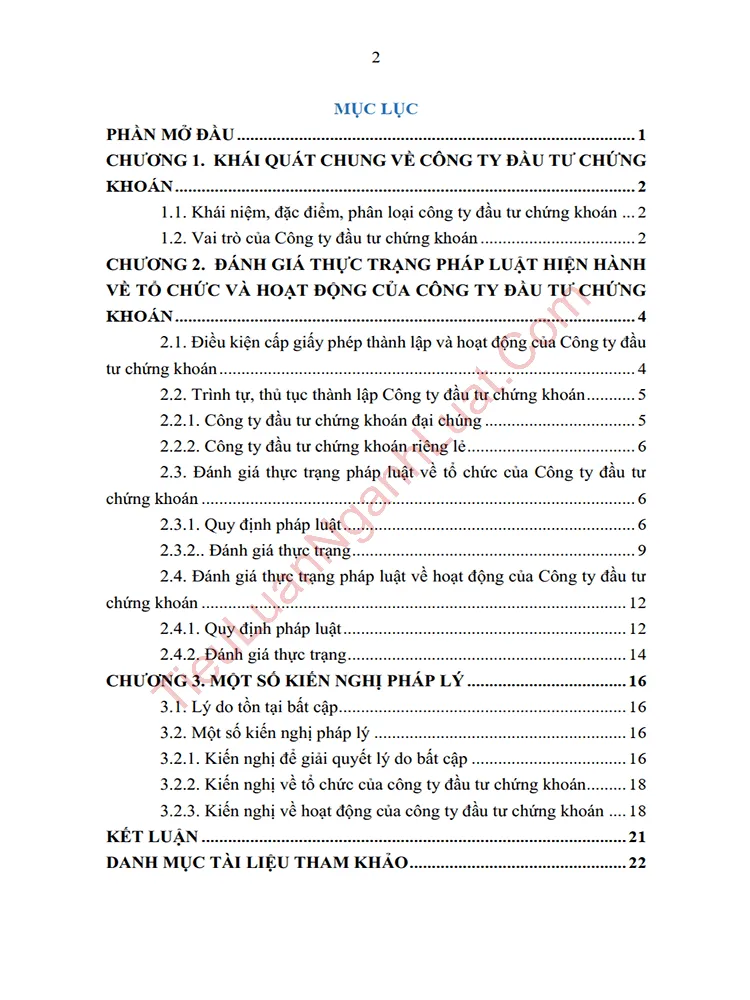 b1070 tieu luan phap luat hien hanh ve to chuc va hoat dong cua cong ty dau tu chung khoan anh muc luc 01