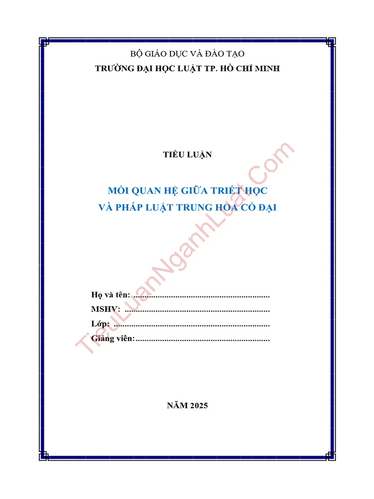Tiểu luận: Mối quan hệ giữa Triết học và pháp luật Trung Hoa cổ đại