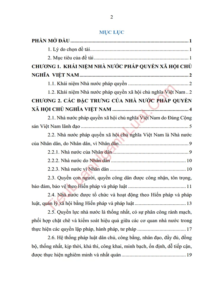 Tiểu luận: Phân tích các đặc trưng của Nhà nước pháp quyền xã hội chủ nghĩa Việt Nam - Ảnh mục lục 1