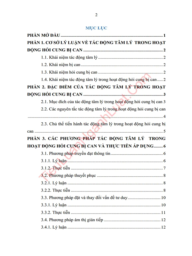 b1111 tac dong tam ly trong hoat dong hoi cung bi can lien he thuc tien anh MUC LUC 01