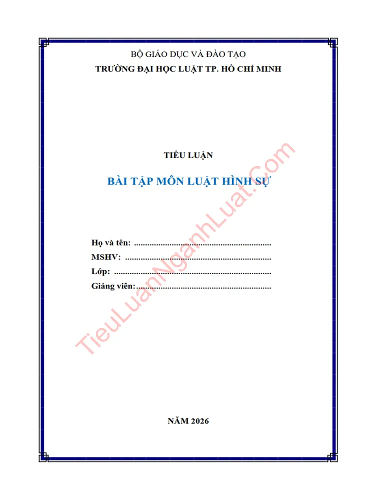 Bài tập nhóm môn Luật Hình sự