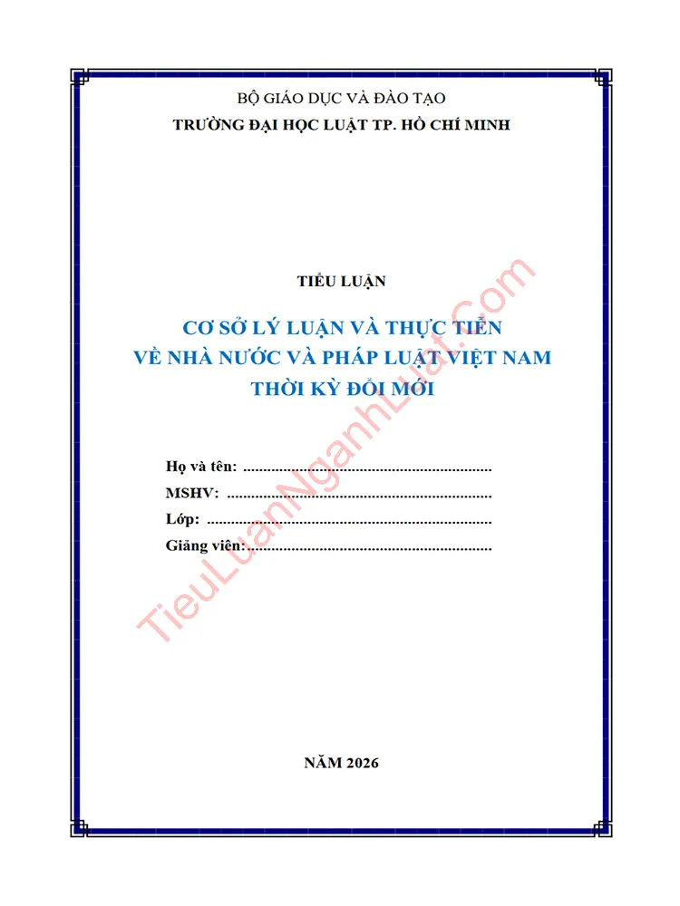 Tiểu luận Cơ sở lý luận và thực tiễn về Nhà nước và pháp luật Việt Nam thời kỳ đổi mới