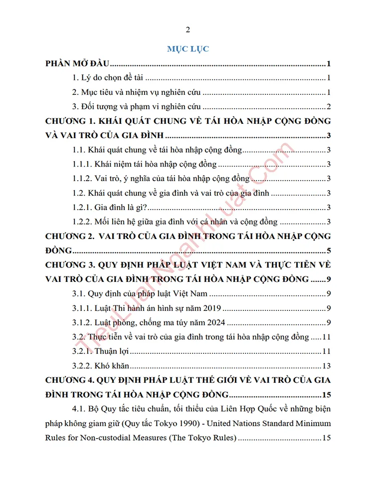 b0953 tieu luan vai tro cua gia dinh trong tai hoa nhap cong dong mot so kho khan vuong mac va giai phap hoan thien anh muc luc 01