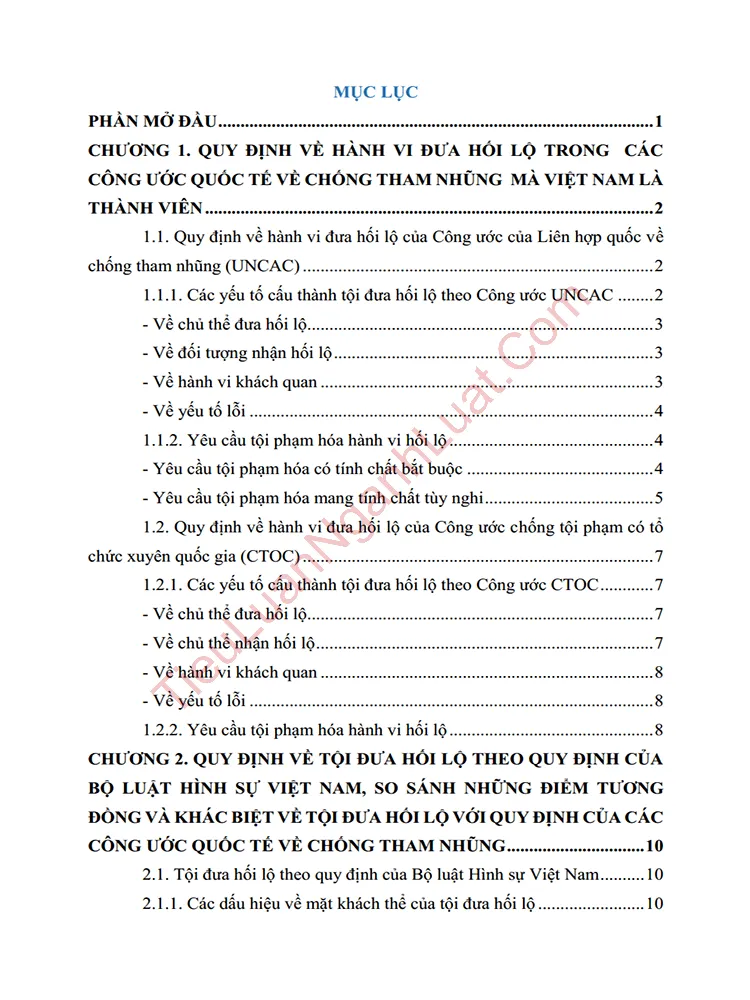 b0961 tieu luan toi dua hoi lo theo cac cong uoc quoc te ve chong tham nhung va bai hoc kinh nghiem cho viet nam anh muc luc 01