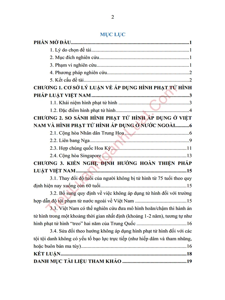 b0963 tieu luan so sanh hinh phat tu hinh theo phap luat viet nam voi mot so quoc gia khac tren the gioi anh muc luc 01