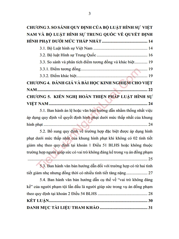 b0966 tieu luan so sanh quy dinh ve quyet dinh hinh phat duoi muc thap nhat cua khung hinh phat trong blhsvn va trung quoc anh muc luc 02