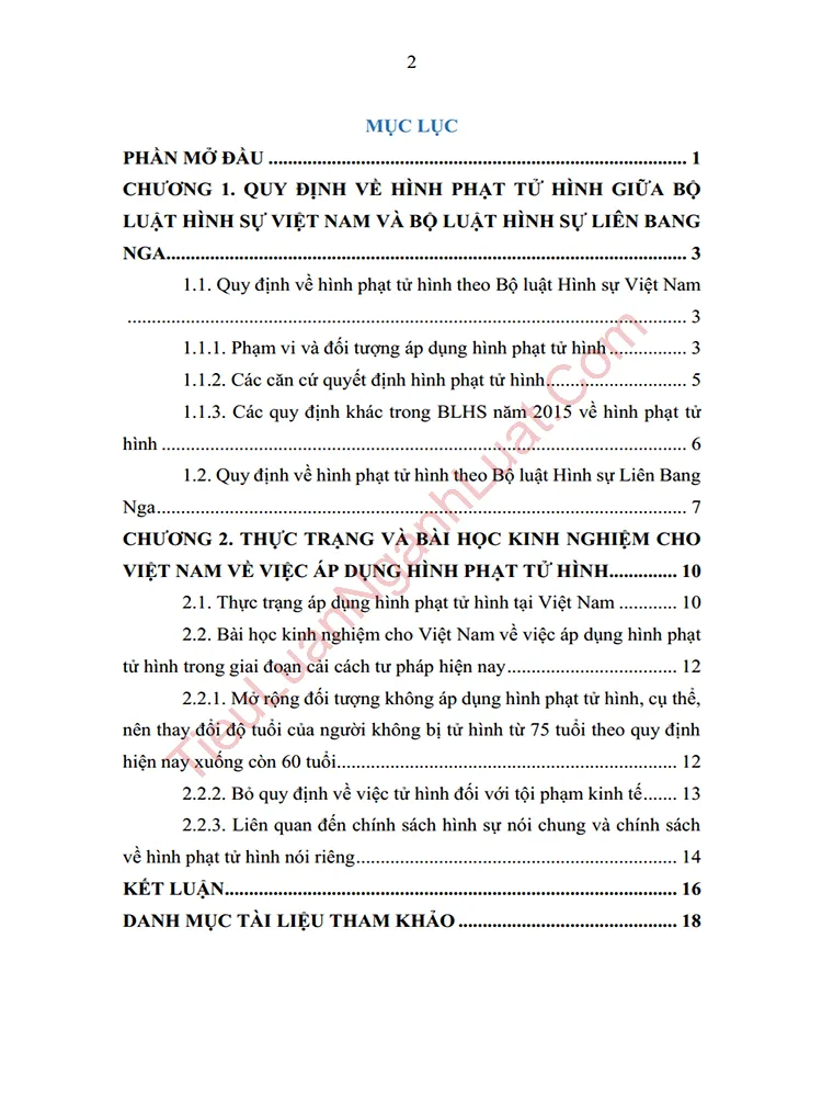 b0967 tieu luan so sanh quy dinh ve hinh phat tu hinh giua blhs viet nam va lien bang nga anh muc luc 01